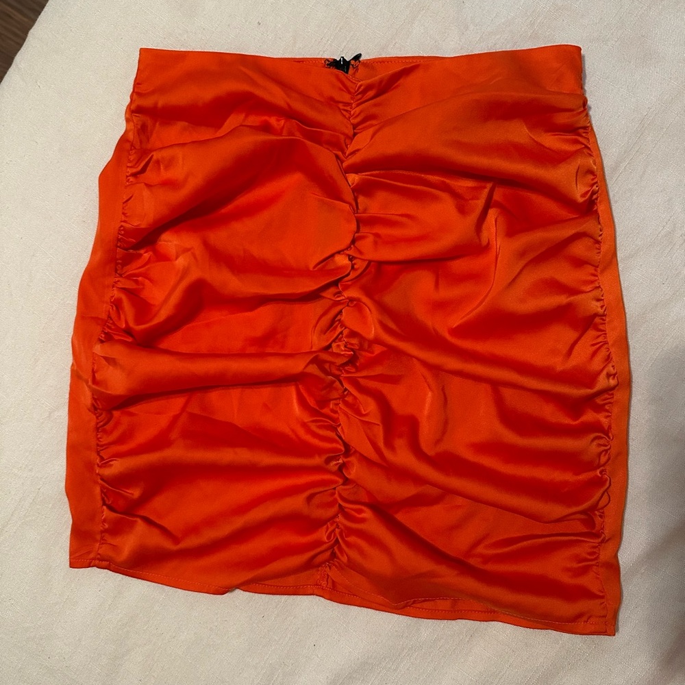 Ruched Satin Mini Skirt